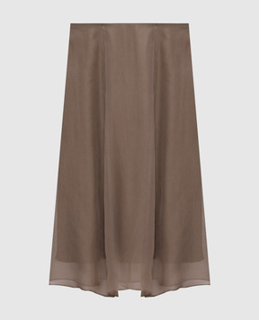 Brunello Cucinelli Brown silk skirt MF940G3877