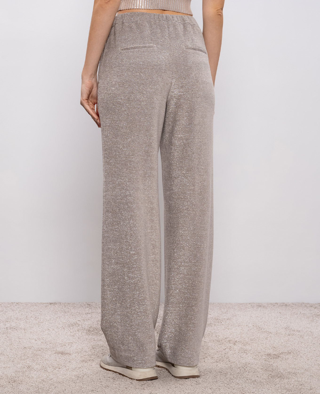 Beige velour pants with lurex Peserico 4