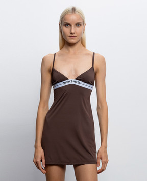Palm Angels Brown nightgown with logo pattern PLA1UWPC01SI