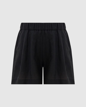 Asceno Zurich black linen shorts B027F06C01