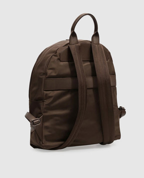 Kiton Brown backpack with metal logo UBA0160N01270