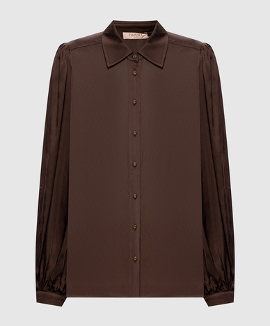 Bruine blouse met patroon