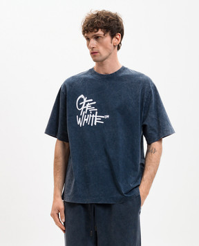 Off-White Blue T-shirt with branded print 44MAA120S26J00G