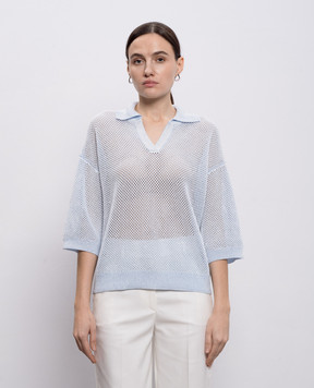Peserico Blue openwork pullover with sequins A99031F129234R