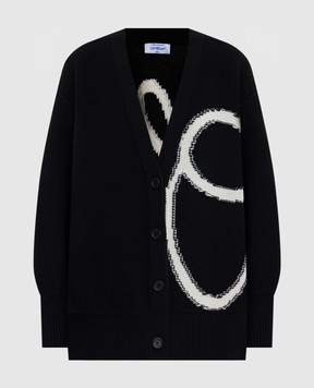 Off-White Black wool cardigan with logo OWHB04LF25KNI001