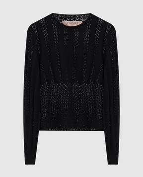 Twinset Black jumper with openwork pattern 262TP3124