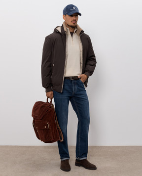 Brunello Cucinelli Dark brown T-shirt with embroidered inscription M0B138518