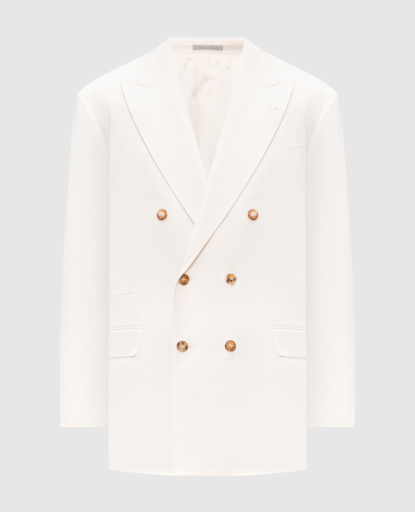

Ivory silk and linen double-breasted jacket Brunello Cucinelli, Beige