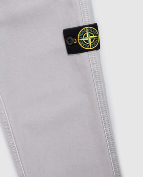Stone Island Children's gray pants with logo patch L2S163100002S010414