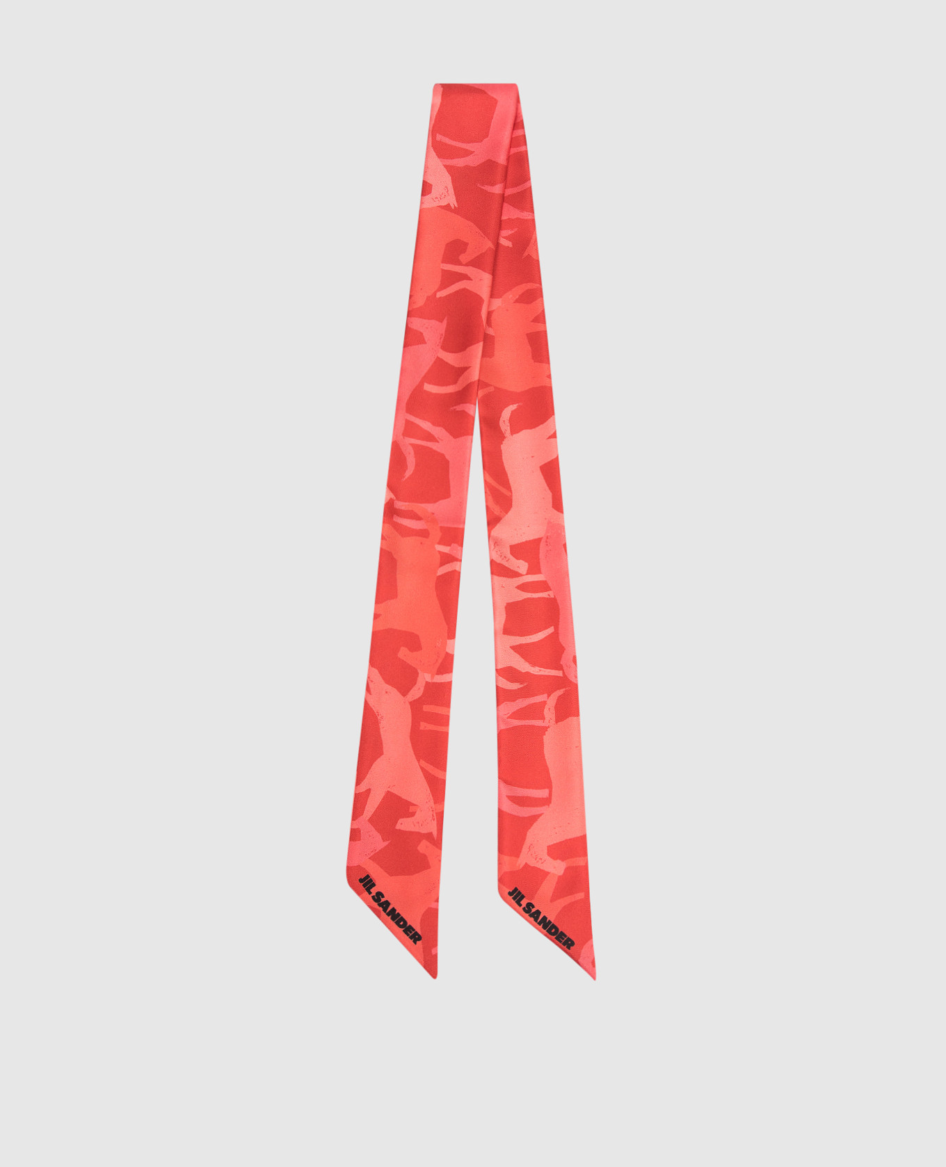 

Red silk twill ribbon in a pattern with a logo Jil Sander