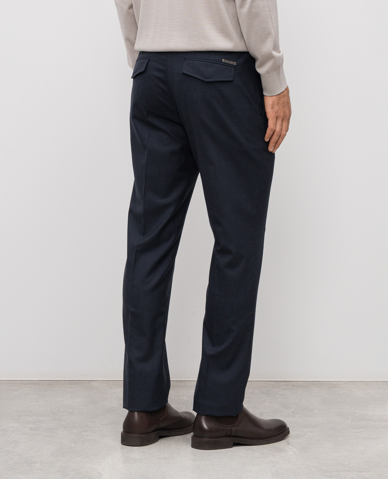 

Blue wool pants with logo Stefano Ricci