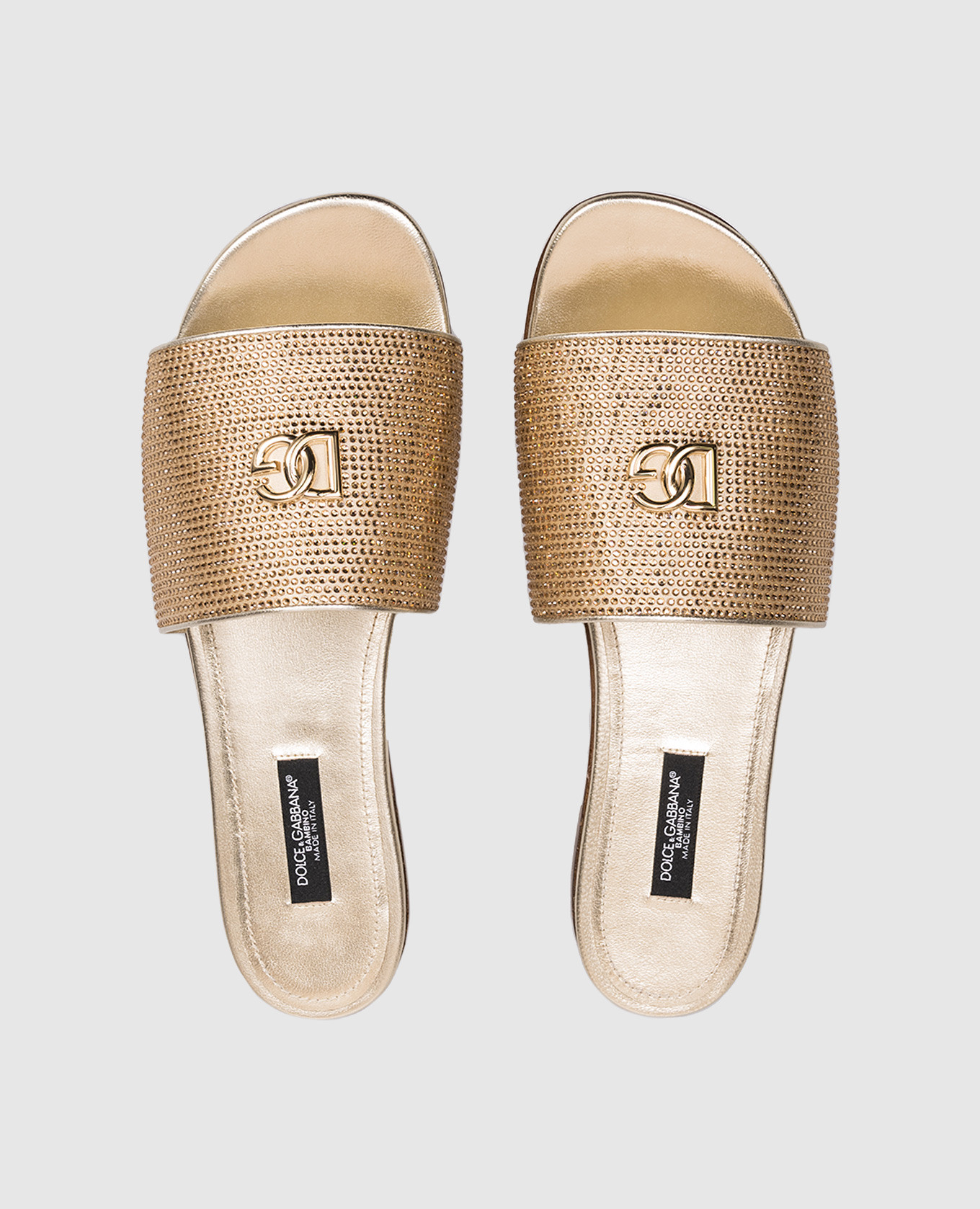 Children's golden flip-flops with crystals Dolce&Gabbana 4