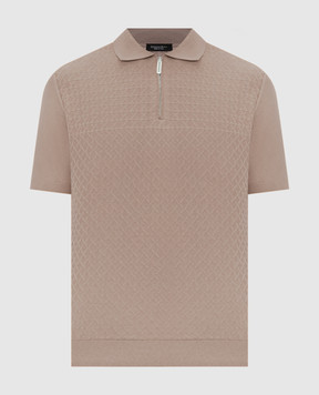 Stefano Ricci Brown polo shirt with woven pattern K212039P31F26195