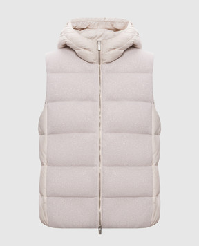 Peserico Beige down vest with lurex A03472F07W9470