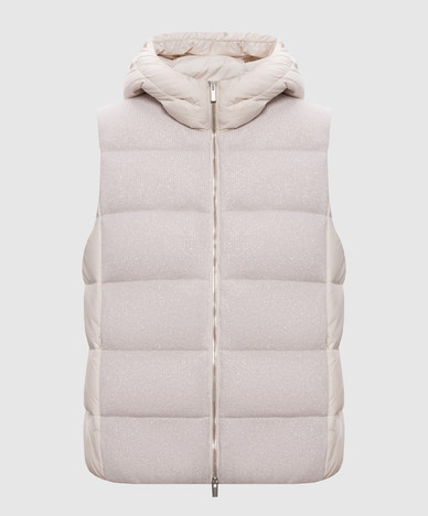 Beige down vest with lurex