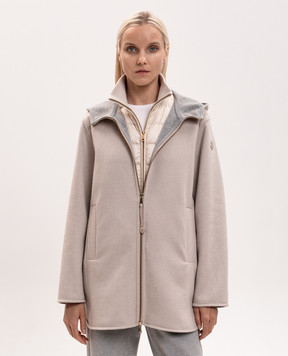 Moncler Beige Hemiptere wool and cashmere double-layer coat L20931A00063599N4