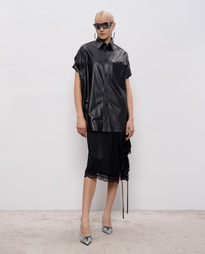 Balenciaga Black leather shirt with short sleeves 861044TLS06