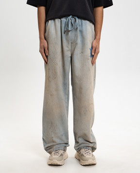 AMIRI Blue Baggy Jeans with Vintage Effect AMBMJE1012