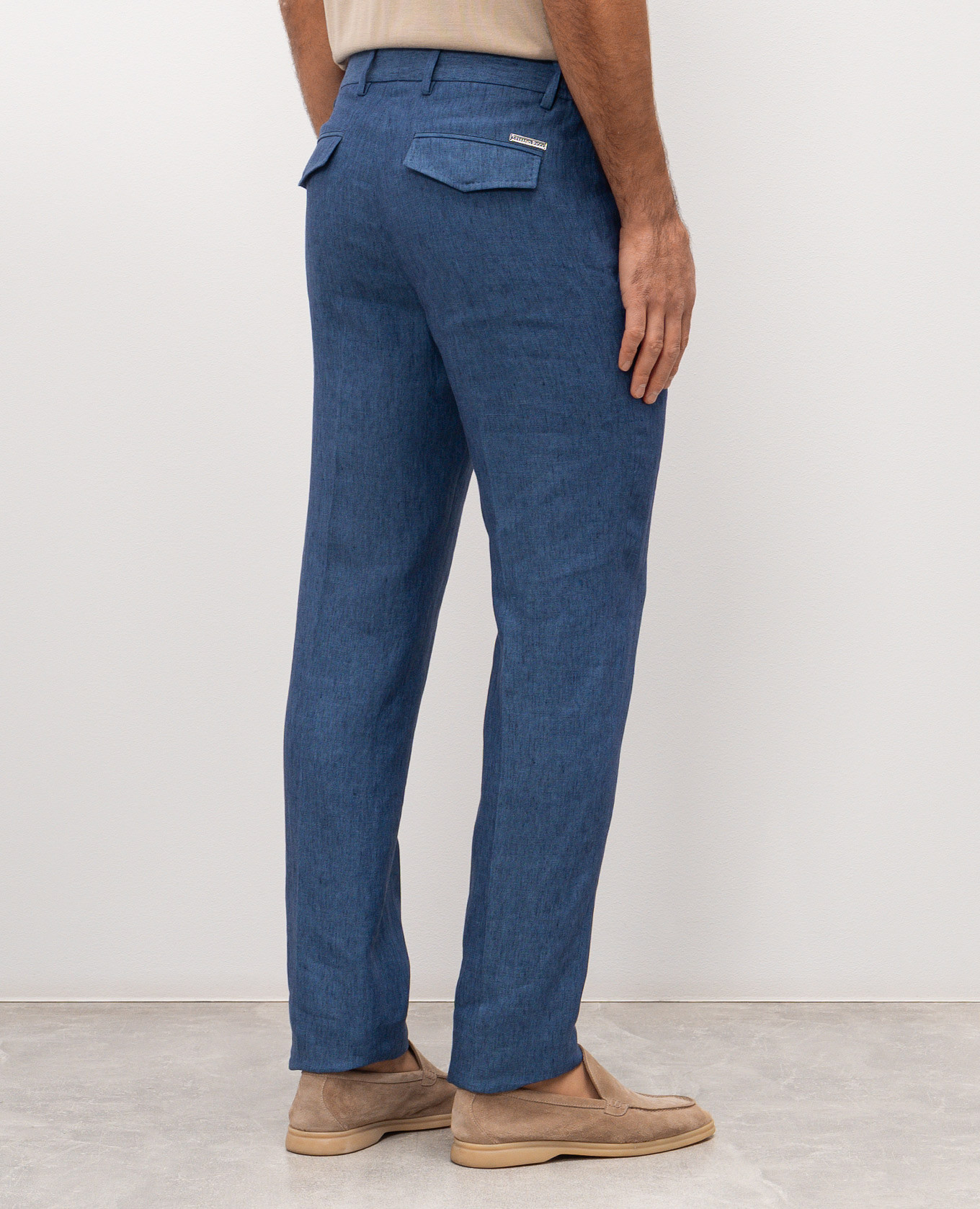 Blue linen pants with logo Stefano Ricci 4