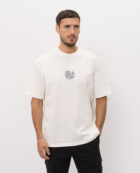 Stone Island Ivory T-shirt with logo emblem print L2S152100001S0533
