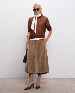 Brunello Cucinelli Brown corduroy midi skirt MP547G4099