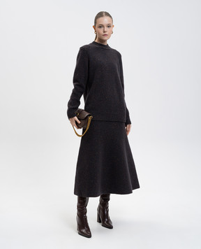 Gabriela Hearst Eden grey cashmere midi skirt 1259235A009