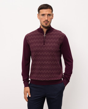 Stefano Ricci Burgundy wool, cashmere and silk polo KE04007L01E26364