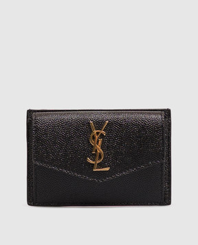 Saint Laurent Black leather cardholder with logo monogram 5823051GF0J