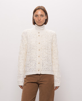 Twinset Ivory cardigan with beads 262LI3TBB