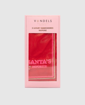 Vondels SANTA'S FAVORITE red linen napkin set 3250000450023
