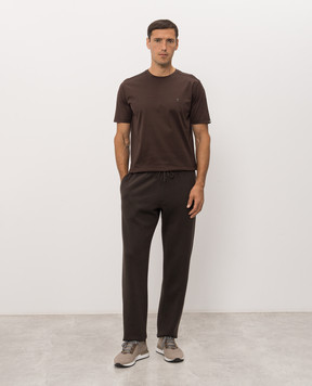 Stefano Ricci Brown wool, cashmere and silk sweatpants K606422P3DF26308