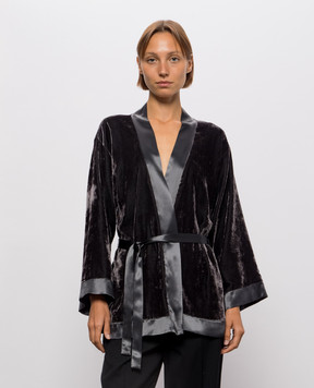 Peserico Gray velour blouse with a smell A06251AA3951