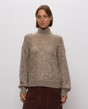 Brunello Cucinelli Brown openwork sweater MRG562504