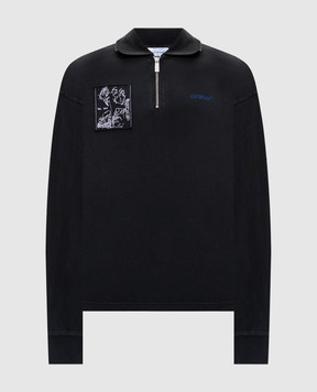 Off-White Faded Painting Black Long Sleeve Polo 44MAD00NF5J003