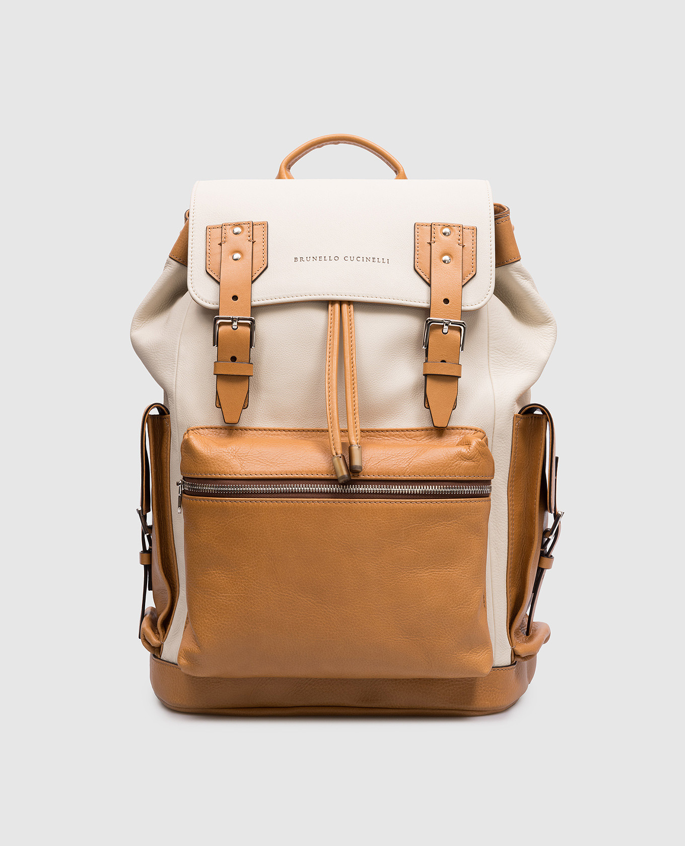 

Beige leather backpack with logo Brunello Cucinelli
