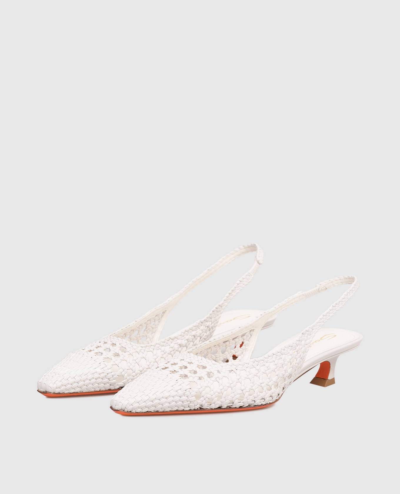 

White leather braided slingbacks Santoni