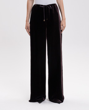 Agnona Burgundy velvet pants with silk T71204XV5004