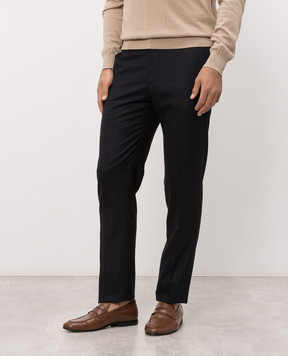 Stefano Ricci Navy blue wool pants M1T80A0000W610