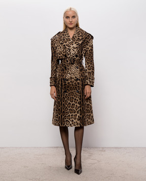 Dolce&Gabbana Brown leopard print trench coat F0Y11TFSFN4