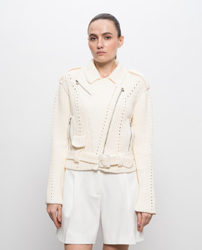 Ermanno Scervino Ivory biker jacket cardigan D485I301RXY
