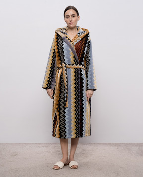 Missoni Home Brown terry long robe Giacomo with pattern 1G3AC99708