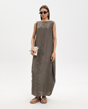 Marc Le Bihan Brown silk dress with a reaper effect 2119