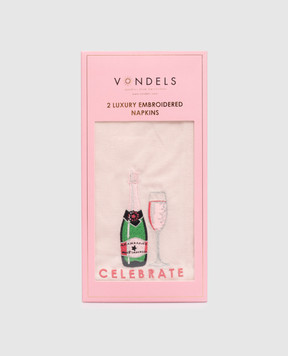 Vondels CELEBRATE pink linen napkin set 9237000045095
