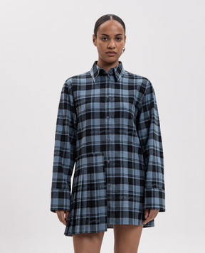 Off-White Blue checkered shirt dress 2FU00353T