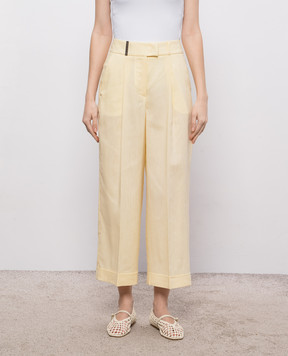 Peserico Yellow wool and linen pants P0473705814