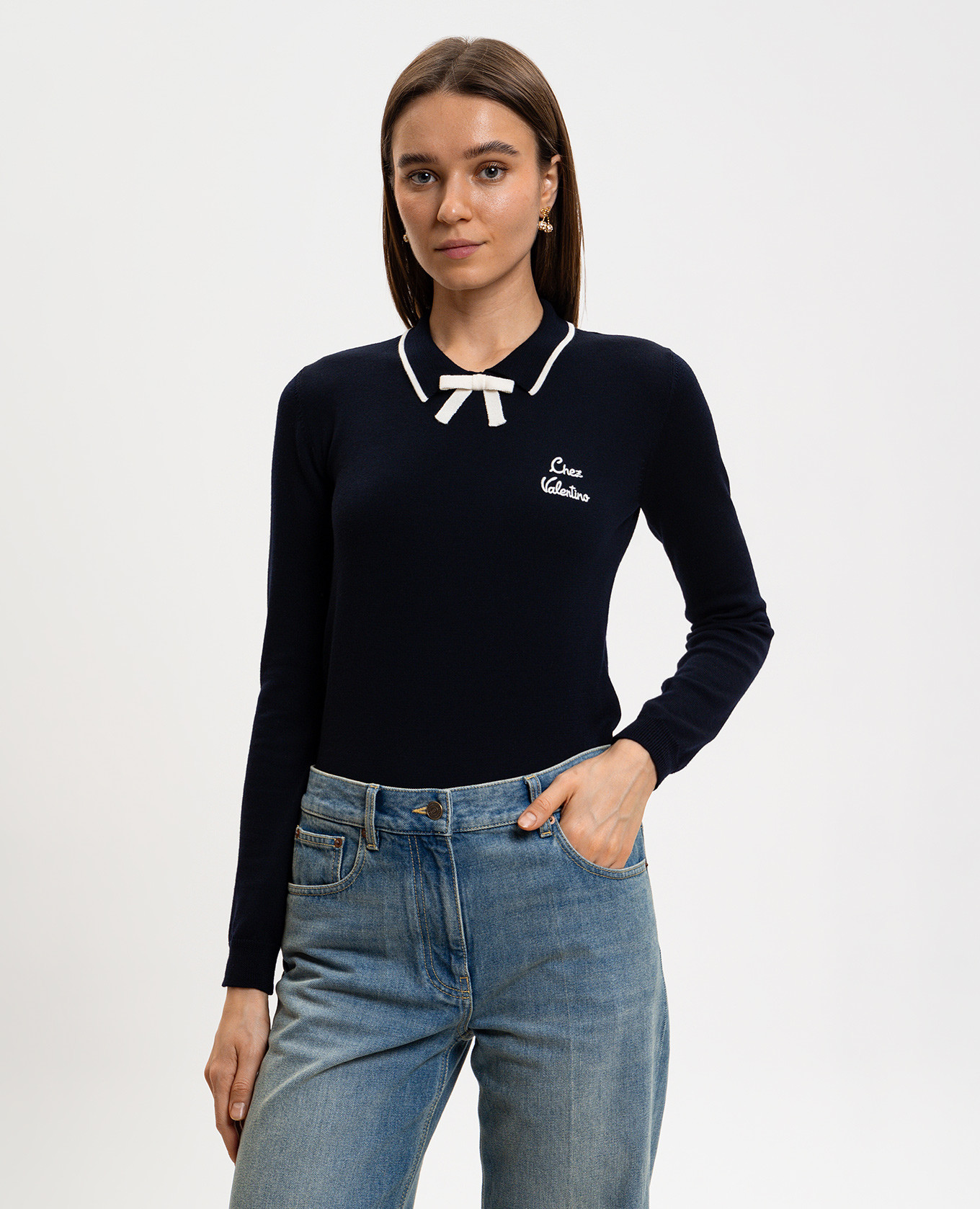 Blue wool jumper with logo Valentino 3