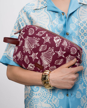 MANTERO 1902 Brenda burgundy cosmetic bag with linen 1083F0018G00880