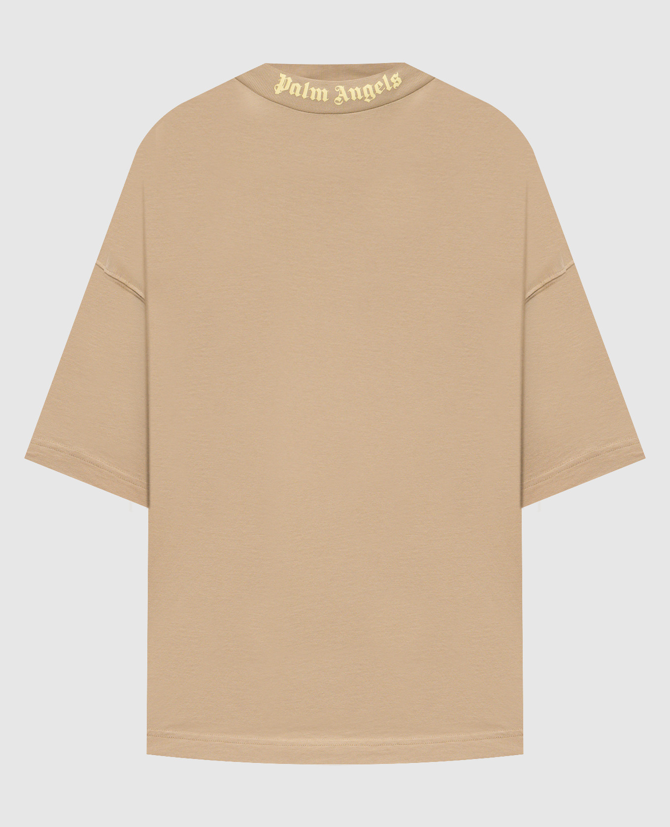 Beige T-shirt with logo print