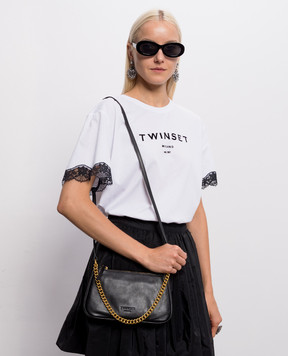 Twinset Black leather crossbody bag 262TB7184