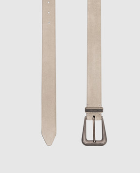 Brunello Cucinelli Gray suede belt with monil chain M0DELC34C